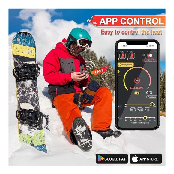 New SNOW LEOPARD Rechargeable Heated Socks w App Control Batteries Black Large - Picture 4 of 11